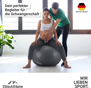 Фітбол для фітнесу та йоги Elite Athlete 75 см: ергономічний м'яч для офісу, фітнесу, вагітності та пілатесу з системою Anti-Burst