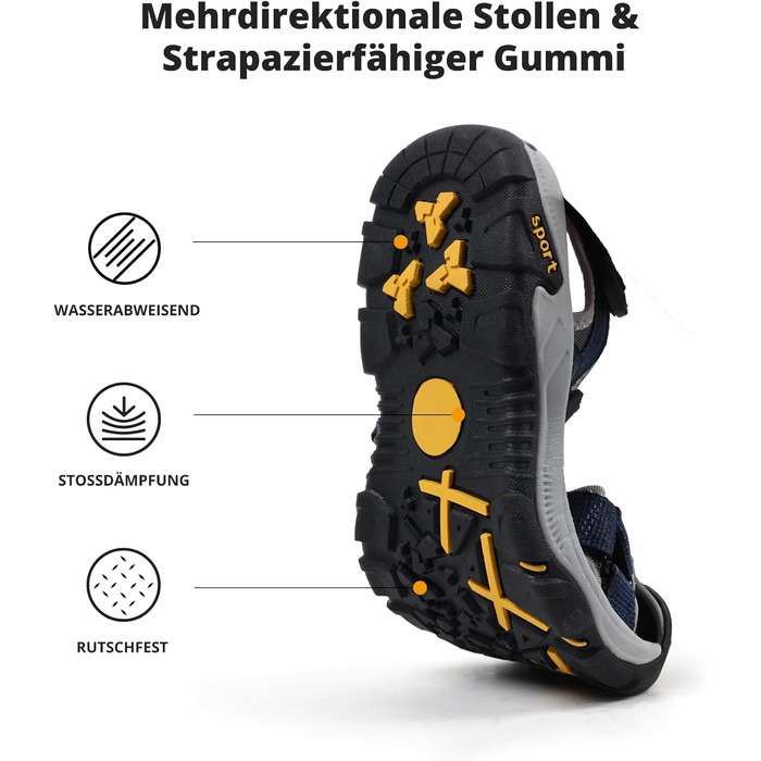 Чоловічі сандалі для пляжу, гір та трекінгу з текстильними ремінцями, водонепроникні, сині (43 EU)