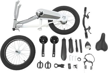 Дитячий велосипед 16 дюймів для дітей 5-8 років, регульований за висотою, з підставками та LED-ліхтариками, сірий