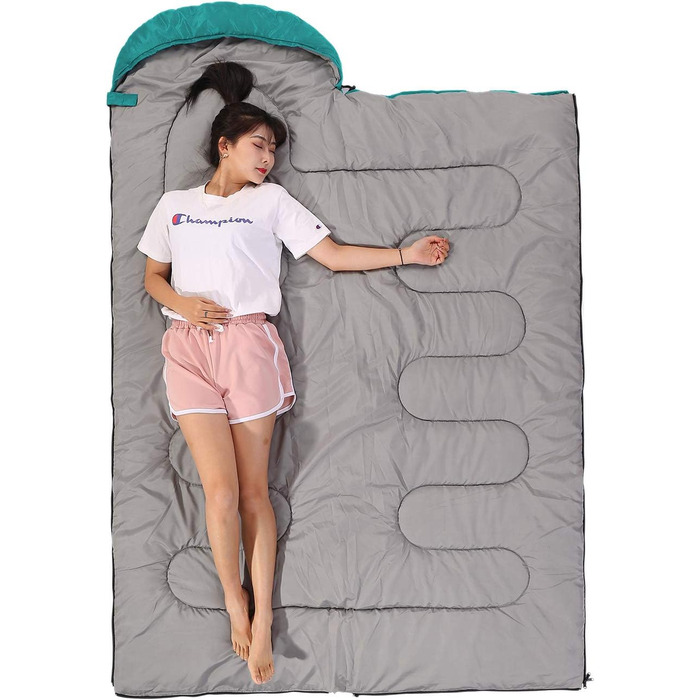 Спальний мішок SWTMERRY для 3-4 сезони (літо, весна, осінь, зима) – теплий та холодний клімат, легкий, для підлітків та дорослих, для походів, рюкзакових подорожей та кемпінгу. (Односпальний, смарагдовий)