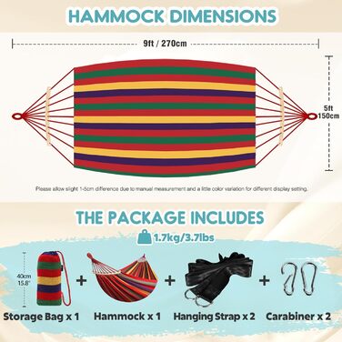 Гамак для відпочинку Anyoo: міцний, знімний, для тераси, саду, пляжу (червоний)