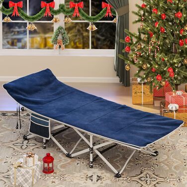 Складне туристичне ліжко YITAHOME для дорослих з матрацом, чорне (синій + подушка)