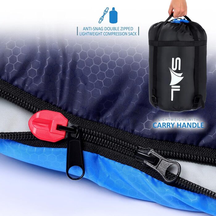 Спальний мішок SAIL XL для великих людей, 3-4 сезони, 1,6-2,7 кг, легкий, водонепроникний, для кемпінгу та подорожей