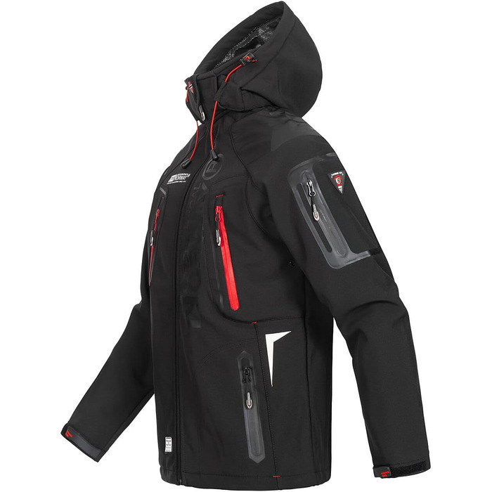 Чоловіча демісезонна куртка Geographica Norway Softshell — водонепроникна outdoor куртка для спорту та походів, колір чорний (розмір 5XL)