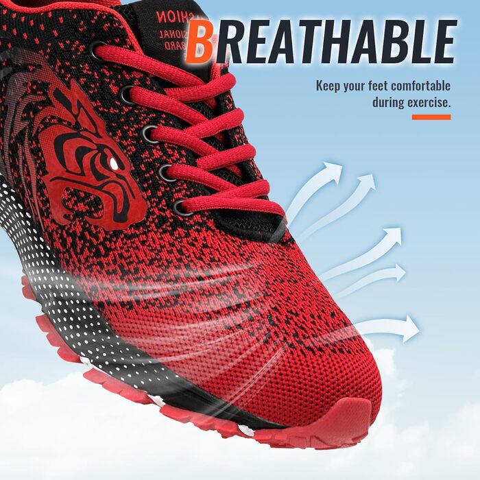Чоловічі кросівки ASHION для бігу та занять спорту: дихаючі, легкі, червоні (46 EU)