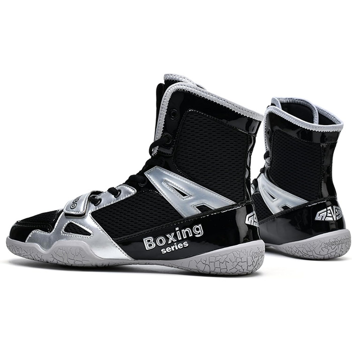 Боксерські кросівки для чоловіків. Зручні та дихаючі кросівки для боксу, єдиноборств, фітнесу та бодібілдингу. Білий, сірий, чорний, срібний кольори. Розмір EU 31