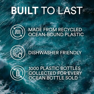 Пляшка для води Ocean Bottle 500 мл, багаторазова, з переробленої нержавіючої сталі, екологічна, морський синій колір
