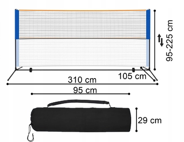 Універсальний набір сітки для волейболу, бадмінтона та тенісу, портативна, регульована, 310 x 225 см