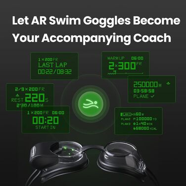 Розумна окуляр для плавання Holoswim 2S AR з фітнес-трекером, чорний