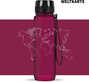 Бутилка для води 1 л 720°DGREE uberBottle з ситечком, трітанова, без BPA, для спорту, фітнесу, велосипеда, університету, червона, Lavish Plum, Softtouch, багаторазова, ударостійка