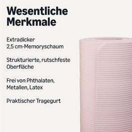 Килимок для йоги та фітнесу Amazon Basics 1 дюйм (30.5 см) з ремінком для перенесення (рожевий)