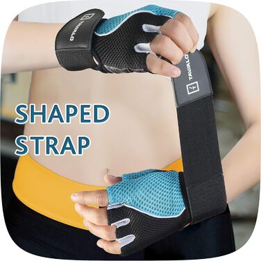 Рукавички для фітнесу та силових тренувань Fitnesshandschuhe (жіночі, розмір M 16-19 см, шкіра, блакитно-чорно-білі)