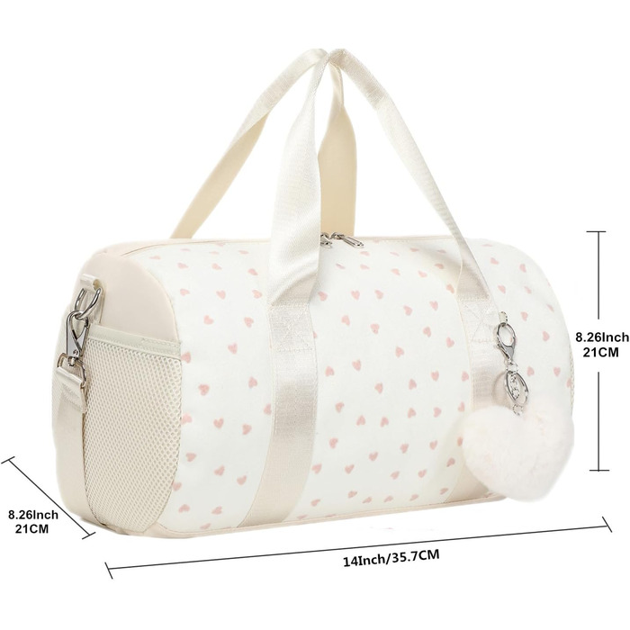 Спортивна сумка для дівчаток для балету та плавання, фіолетова (дизайн «Біле серце»)