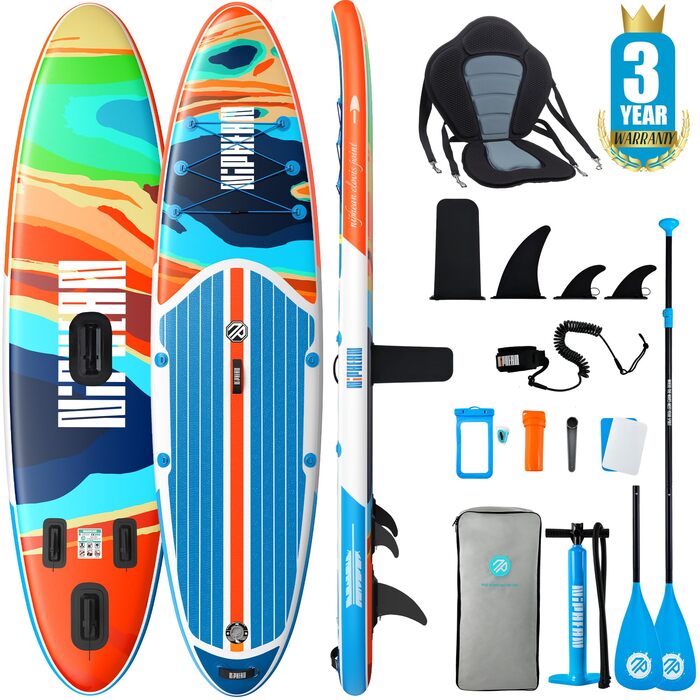 Надувне SUP-борд Niphean Stand Up Paddling з сидінням та аксесуарами, 320 см, для 2 осіб, 200 кг, Oceanic Current з StabilTrac-фіном