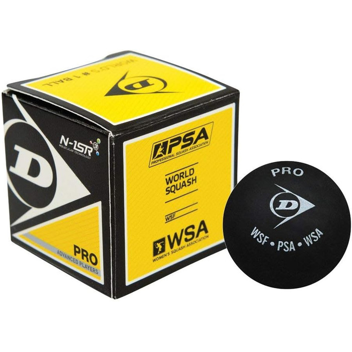 М'яч для сквошу Dunlop Sports Pro XX, подвійна жовта точка, чорний, 12 шт.
