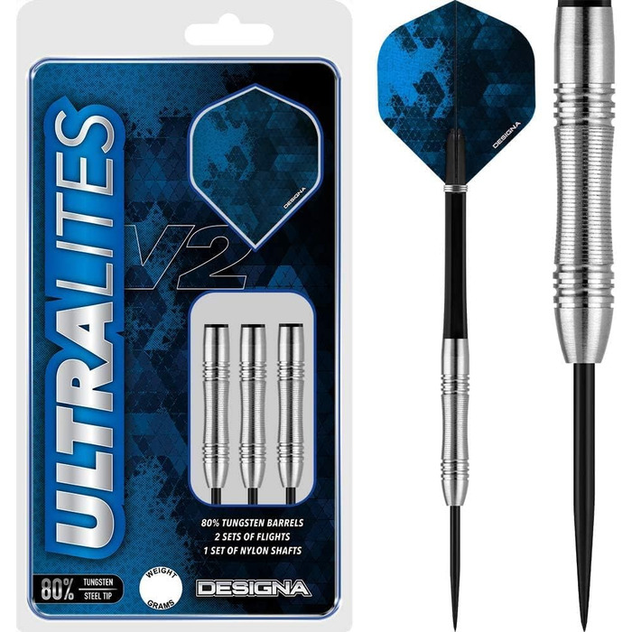 Дротики для дартсу Ultralites V2 M4, сталева вістря, мікро-насічка, 14 г