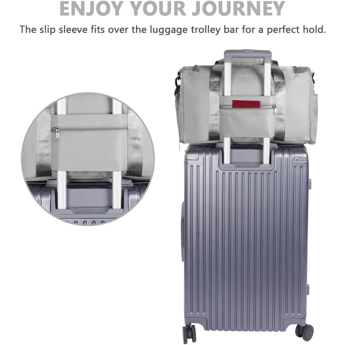 Складана дорожня сумка Flintronic 36L, водонепроникна спортивна сумка для подорожей, велика сумка для чоловіків і жінок, з біркою для багажу, сіра