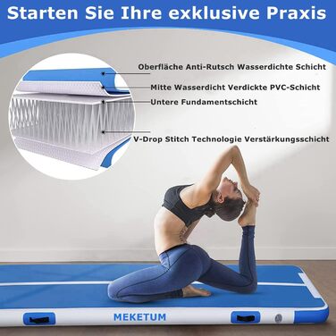 Килимок для гімнастики Dicke Turnen: 2м, 3м, 4м, 5м, 10/20см, 300х100х15см, 100х60см. Нековзкий, для дому, тренувань, йоги, фітнесу. Зелений, Синій