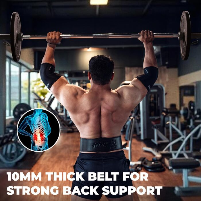 Понти лише для сильних: Пояс для важкої атлетики Hustlers Only з пряжковою застібкою, шкіряний, для пауерліфтингу, бодібілдингу, кросфіту, 10 мм, для чоловіків та жінок, чорний