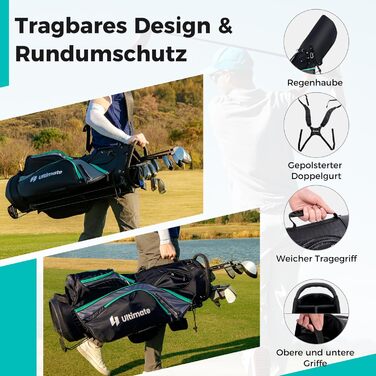 GYMAX Комплект гольф-клубу для чоловіків, повний набір гольф-клубу з драйвером #1, фейрвеєм #3, гібридом #5, залізом #5, #6, #7, #8, #9, #P, #S, паттером, 3 чохлами та переносною сумкою (зелений)