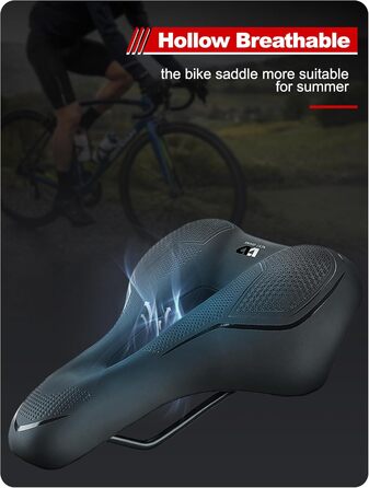 PRMHOOT Велосипедне сідло для чоловіків та жінок з піною Memory Foam, зручне, м'яке, ергономічне, дихаюче, амортизуюче. Підходить для E-Bike, MTB, шосе, міського велосипеда, чорного кольору.