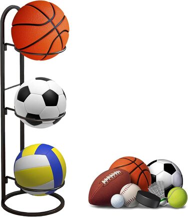 Металевий стенд для зберігання м'ячів: баскетбольних, футбольних, волейбольних (3 яруси)