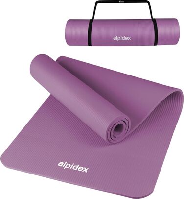Йога мат ALPIDEX 183x60x0.8 см - нетоксична фітнес килимок з E-book, ремінком, протиковзким покриттям для гімнастики, йоги, пілатесу, фітнесу, HIIT, реабілітації (Рожевий)