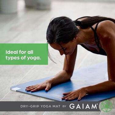 Килимок для йоги Gaiam Sol Dry-Grip для гарячої йоги та інтенсивних тренувань, 78' x 26' x 5 мм, чорний (XL)