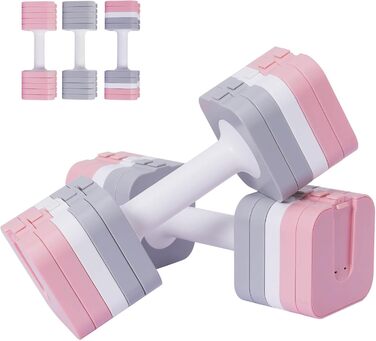 Регульовані гантелі 10 кг (2 x 5 кг), водонепроникні, компактні, легко регулюються, для тренувань вдома, змішані кольори