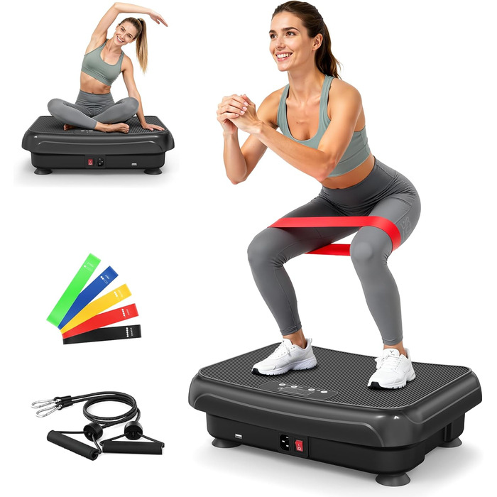 Віброплатформа HomeFitnessCode Mini для жінок - тренажер з різними рівнями інтенсивності, вібротренажер для дому, схуднення, нарощування м'язів, тренування всього тіла, чорний