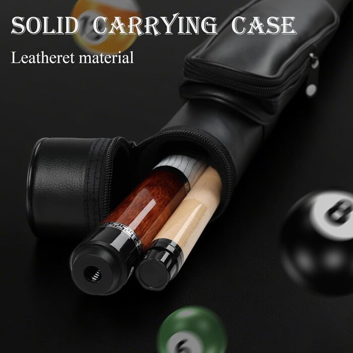 AKLOT Більярдний кий професійний з телескопічним подовженням, канадська береза, кейс, 147 см (58''), 538-595 г