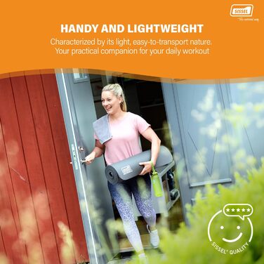 Килимок для фітнесу та йоги SISSEL® 1,5 см | Не слизький, безпечний для шкіри | З оптимальною амортизацією | Легко згортається | Розміри: 180x60 см, Антрацит