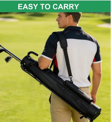 Сумка для гольфу на штативі, чорна. З регульованими ременями, двома кишенями. Легка, для чоловіків та жінок, для тренувань, коротких полів та курсів.