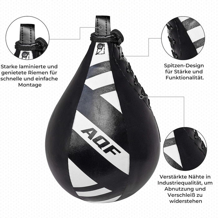 Набір для боксу AQF Boxen: боксерський мішок, боксерська груша, рукавички, чорний/білий