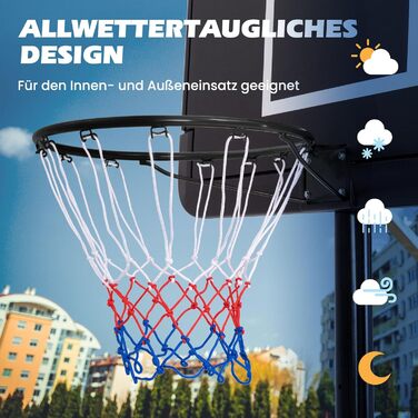 Баскетбольне кільце Gymax Ø45/37 см з сіткою та кріпленням для вулиці/залу, чорне