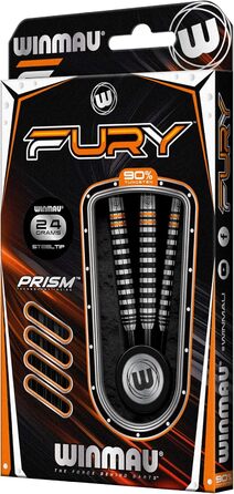 Дротики WINMAU Fury 24 г з вольфраму, з призмовими флайтами та Vecta-шафтами