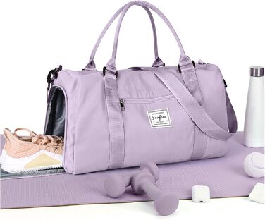 Спортивна сумка-мішок для чоловіків та жінок з відділенням для взуття та мокрих речей, сумка для подорожей, ручна поклажа, фітнес-сумка, сумка для тренувань, блакитний колір (A11-lila)