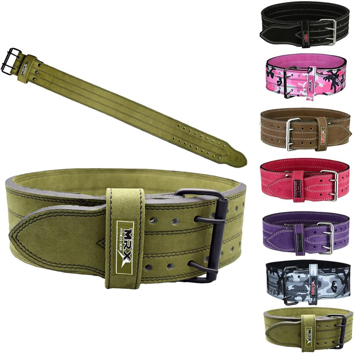 Пончо для пауерліфтингу MRX, шкіряний, 10.2 см, XX-Large, оливковий, для тренувань, фітнесу, підтримки спини, бодібілдингу, з металевою пряжкою