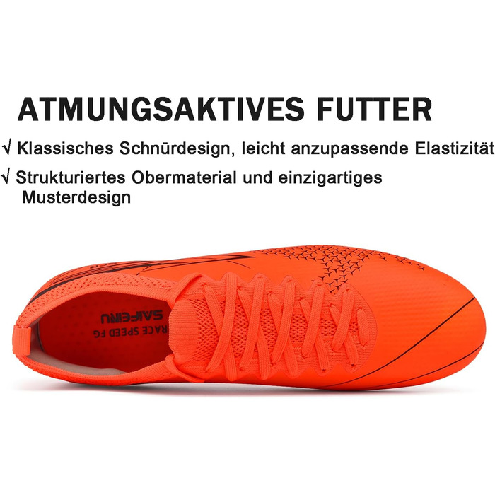 Футбольні бутси для чоловіків та юнаків, зала/штучний газон, футзал, зала, професійні, тренувальні (42 EU, помаранчевий)