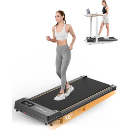 Біговий доріжка для дому з нахилом, 1-6 км/год, Walking Pad з регулюванням нахилу, 2.5 PS, стіл для бігу, тиха з LED-дисплеєм та пультом керування, чорний
