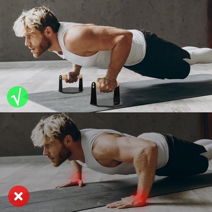 5BILLION Ручки для віджимань Push Up Bars - тренажер для дому, підтримка м'язів спини та рук, піна (чорний), сталь + дерево