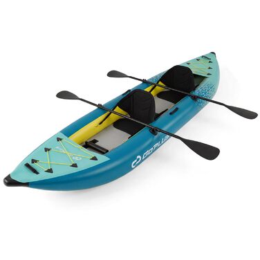Надувний каяк COSTWAY для 2 осіб з алюмінієвими веслами, EVA-сидінням, насосом та ремкомплектом, сумка, 230 кг, блакитний