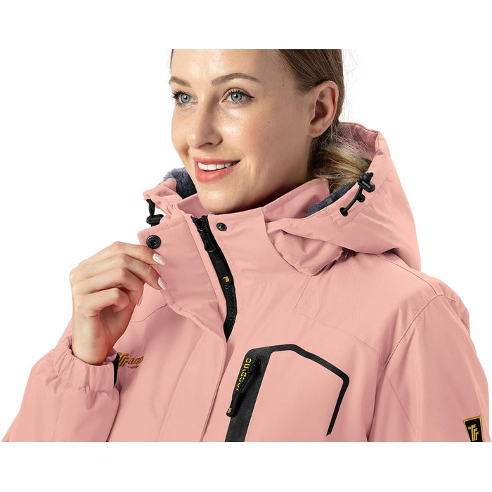 Жіноча зимова куртка YSENTO: водонепроникна, тепла флісова, функціональна з капюшоном, рожевий колір