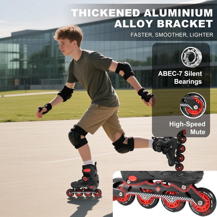 Регульовані дитячі ролики для хлопчиків та дівчаток, чорні, розмір L