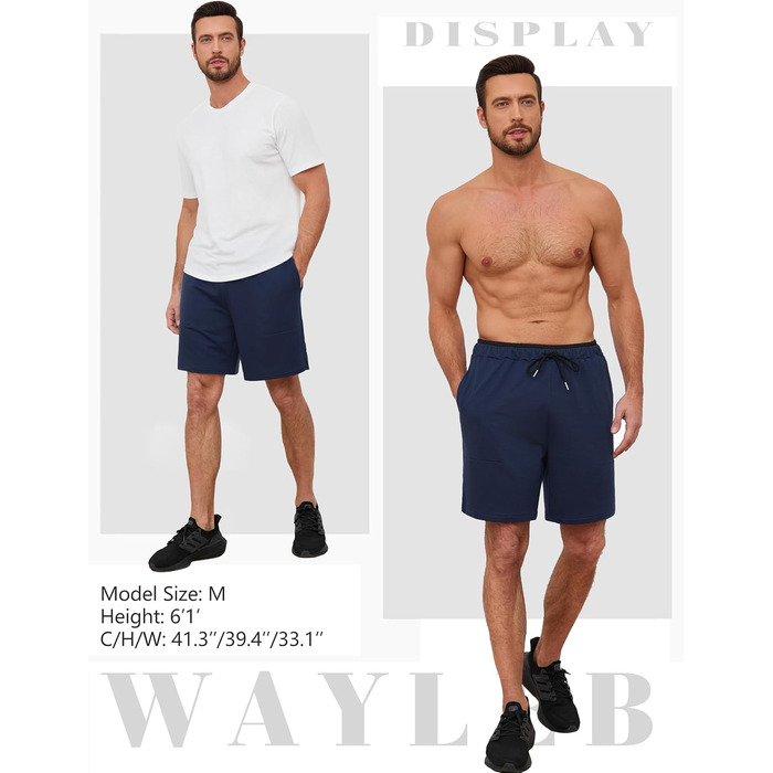 Чоловічі спортивні шорти Soer Activewear з кишенями та блискавкою, бавовняні шорти для бігу та відпочинку, темно-сині (L)