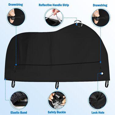 Водонепроникний чохол для велосипеда 200x110x90 см з оксфордської тканини 210D, міцний, з високим захистом від УФ-променів