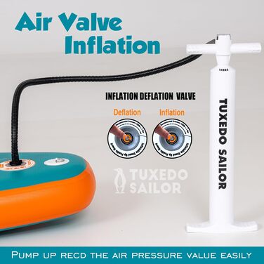 Надувний SUP борд Tuxedo Sailor Stand Up Paddle Board з аксесуарами, для дорослих та підлітків, блакитний та жовтий (зелений та помаранчевий)