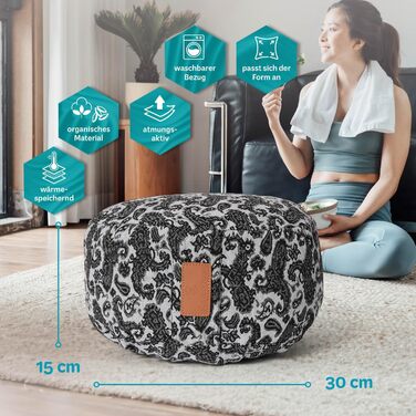 Йога-боулстер Rundes 30см x 15см | Знімний чохол | Наповнювач: органічна лушпинка пшениці або органічна лушпинка гречки | Для Йін-йоги та медитації