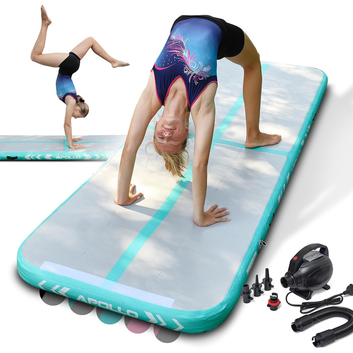 Надувний гімнастичний мат Apollo Air Mat Pro для дому та вулиці, 3м/4м, підходить для дорослих і дітей, акробатичний трек, гімнастичний килимок, тумблінг мат