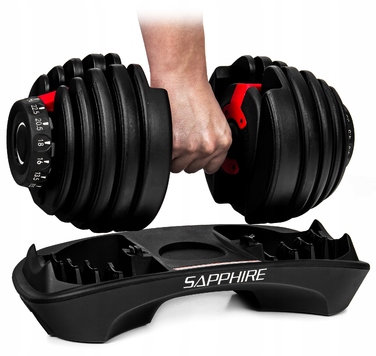 Регульовані гумовані гантелі Sapphire, 1 x 24 кг